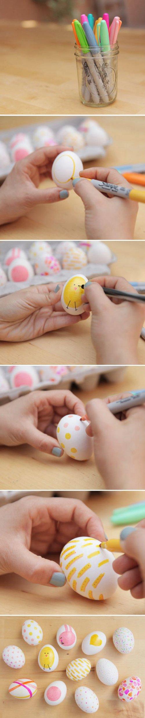 这组鸡蛋绘画作品就是利用普通的鸡蛋和水彩笔进行的.