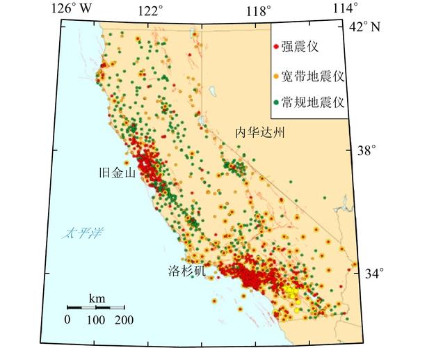 图                   美国加州地震台网