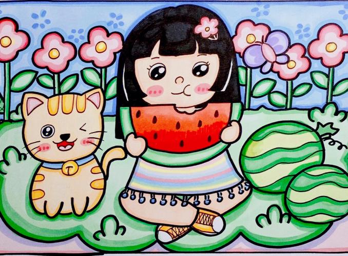 🧶儿童画 | 《吃西瓜》《夏天》