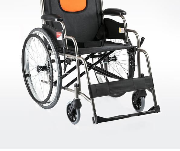 鱼跃(yuwell)轮椅h062 轻便免充气加强铝合金或钢材材质代步车 手动