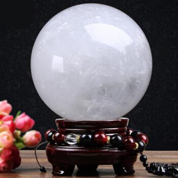 白色风水礼品水晶球圆球家装饰品摆件客厅工艺品家居摆设创意直径40