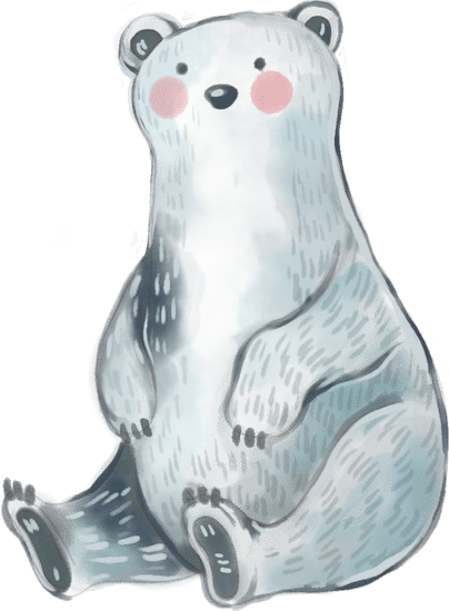 可爱手绘水彩圣诞节小动物插画元素北极熊