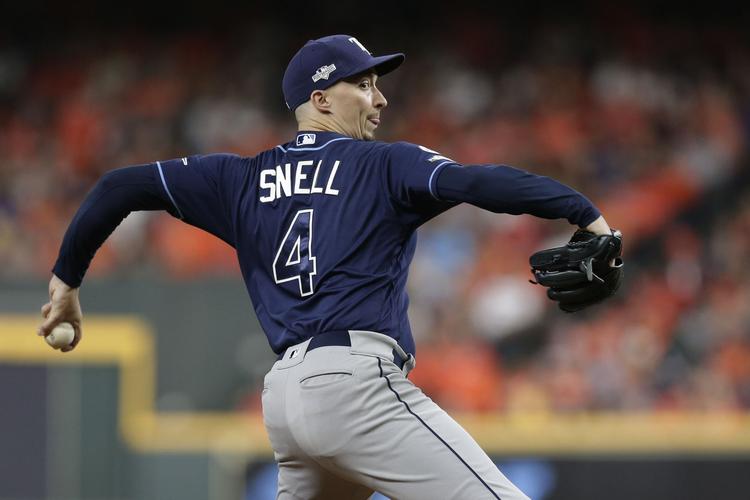 bay rays starting pitcher blake snell (4) pitches against the