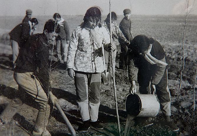六七十年代的老照片知识青年下乡劳动民兵训练有素
