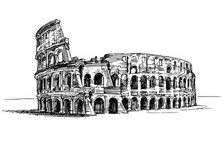 手绘斗兽场斗兽场, 罗马, 意大利.手绘的例证照片