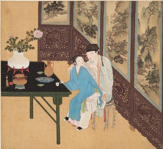 一组清朝《春宫图》,还原古代夫妻的趣味生活,奢华家具令人羡慕|绘画|