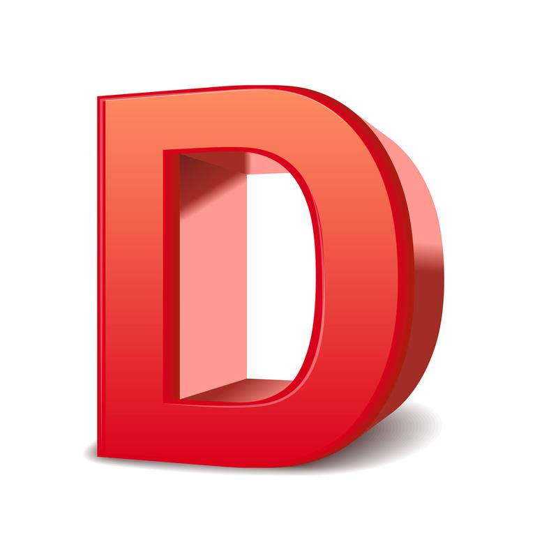 3d 字母 d,3d 红色字母 d 孤立的白色背景