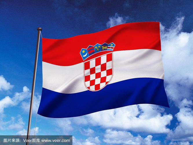 克罗地亚国旗在风中飘扬,3d插图