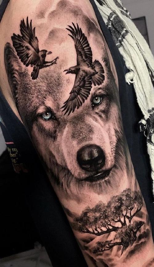 凶猛霸气的一组狼纹身图片