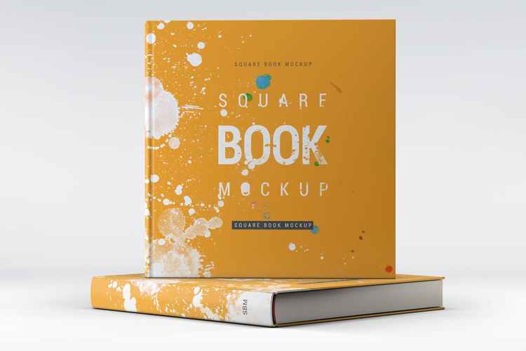 方形精装图书封面效果图样机squarebookmockup