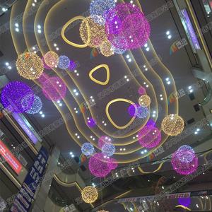 商场亮化中庭装饰 4s展厅彩色led灯光球吊饰开业商场中庭美陈装饰