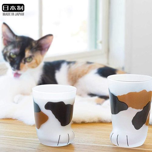 日本进口石塚硝子coconeco可爱猫爪杯猫咪脚丫创意儿童水杯玻璃杯