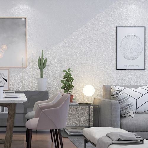 硅藻泥纯色素色墙纸北欧风格加厚纯白白色壁纸卧室美容院客厅背景
