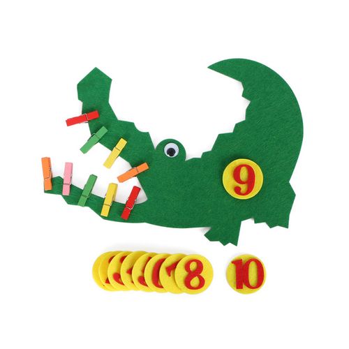 幼儿园手工区生活区数学玩具夹子自制不织布鳄鱼教具小学益智材料