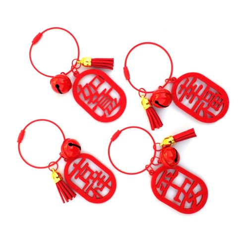不织布钥匙圈挂件新年春节祝福包包挂件红色喜庆创意钥匙扣礼物
