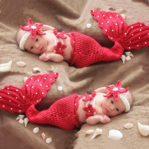 新生儿摄影服装女宝宝满月百天照相美人鱼衣服影楼婴儿月子照道具