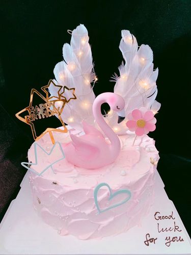 生日蛋糕翅膀装饰派对天鹅婚礼插件粉红火烈鸟网红节日装扮用品
