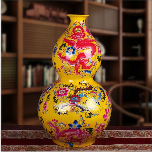 诗迦努陶瓷花瓶落地大号瓷瓶瓷器葫芦陶瓷花瓶客厅摆件