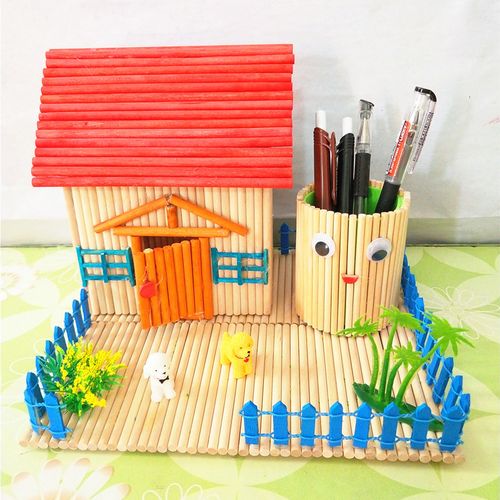热销圆木棒雪糕棒木棒儿童diy手工制作模型房子笔筒材料包包邮