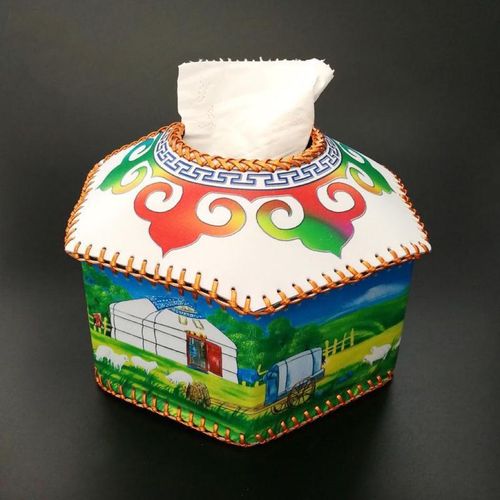 蒙古包造型抽纸盒蒙古族特色手工缝制纸巾盒纸抽盒蒙餐馆装饰用具