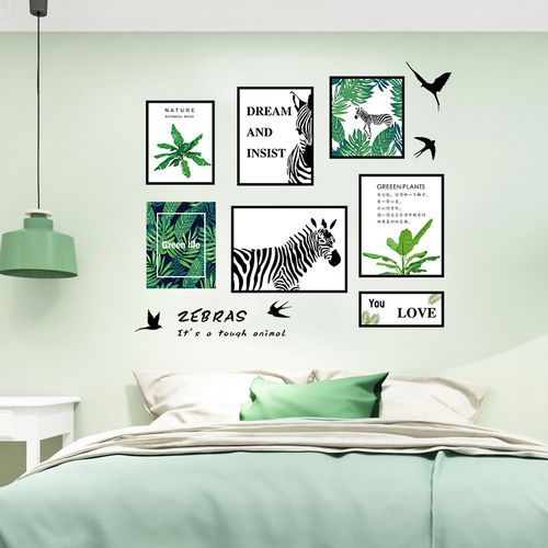 墙贴ins植物叶子清新绿植宿舍床头花装饰画贴纸北欧墙壁自粘相框