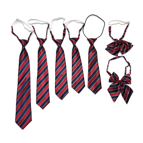 儿童校服领带蓝红条纹领花蝴蝶结男女童小学生纯色表演小领带套装