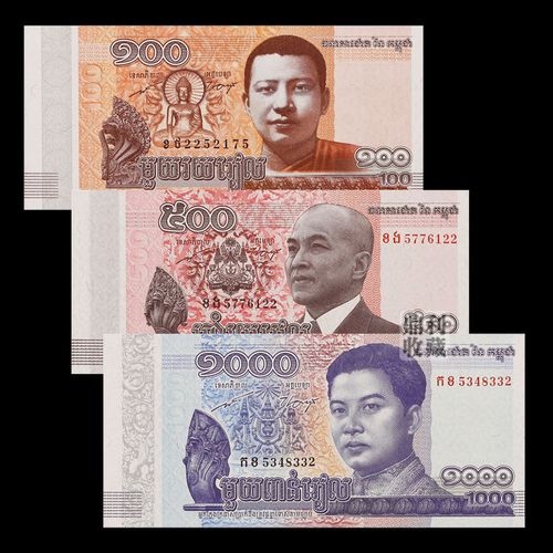全新真币 柬埔寨人物3张纸币亚洲世界各国外币钱币真币收藏货币