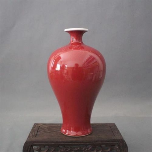 大清乾隆胭脂红釉梅瓶手工仿古陶瓷器家居装饰展柜摆件做旧收藏品