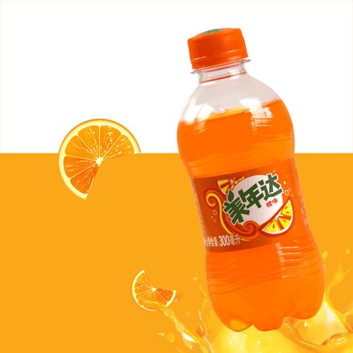 百事美年达橙味汽水碳酸饮料300ml12瓶整箱小瓶碳酸饮料