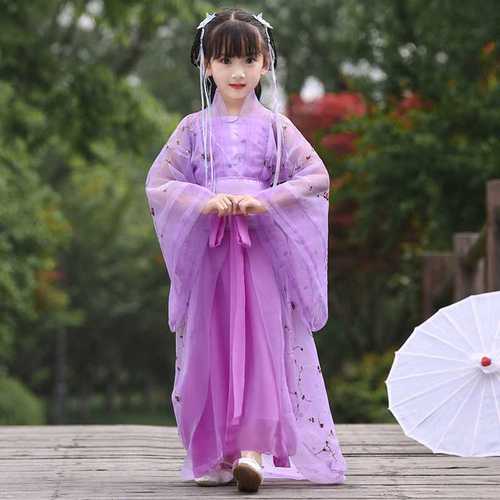 新品儿童古代仙女服装女童中国风汉服古筝演出小孩女孩公主古装表