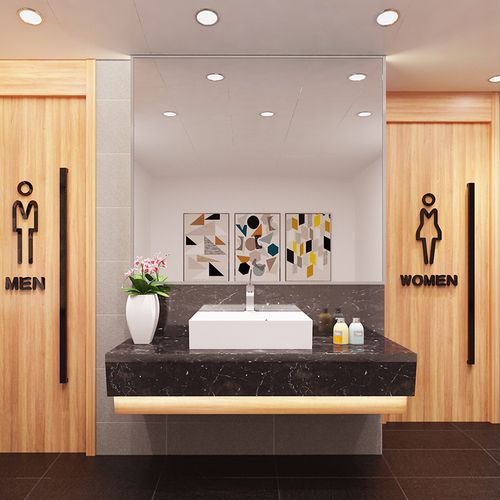卫生间贴纸防水墙贴温馨提示洗手间指示牌男女厕所文化装饰创意——合