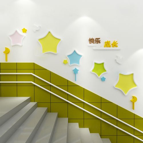 墙面幼儿园装饰主题环境材料创意楼梯展示公告栏软装墙贴