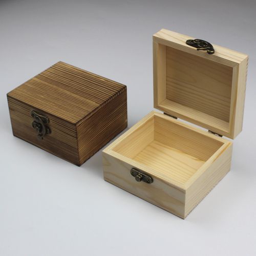 木盒收纳盒木制首饰礼品包装盒原木色小号翻盖盒正方形定制小木盒