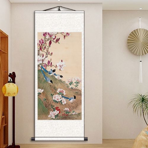 卷轴挂画中国国风字画装饰客厅古风古典绢丝国画