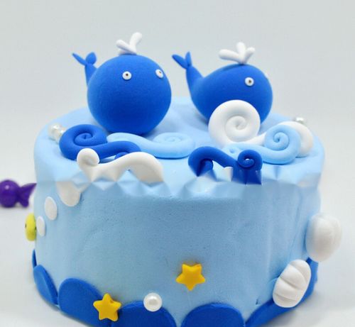 儿童手工diy创意玩具超轻粘土彩泥橡皮泥蛋糕甜品模具套装 鲸鱼蛋糕