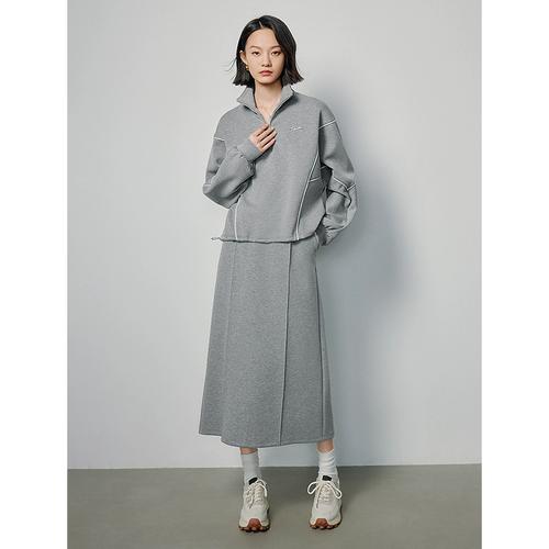初语轻盈空气感灰色运动套装女2024春季新款休闲卫衣半身裙两件套