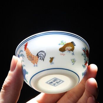 鸡缸杯景德镇盏杯茶杯单个陶瓷茶碗老板杯复古日式家用茶具 鸡缸杯
