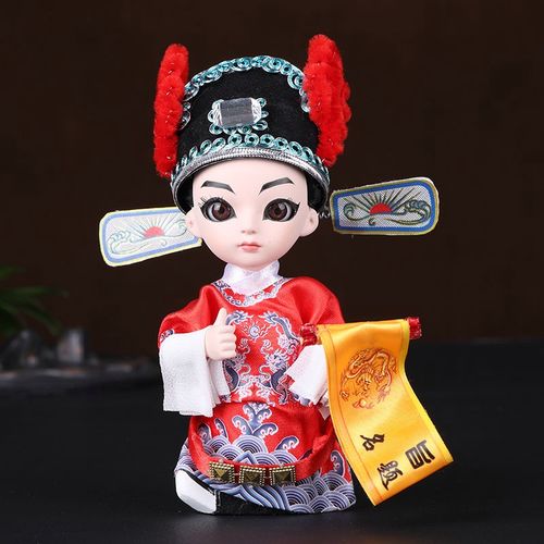 京剧绢人娃娃人偶摆件中国北京特色礼品脸谱人物工艺品中国风传统纪念