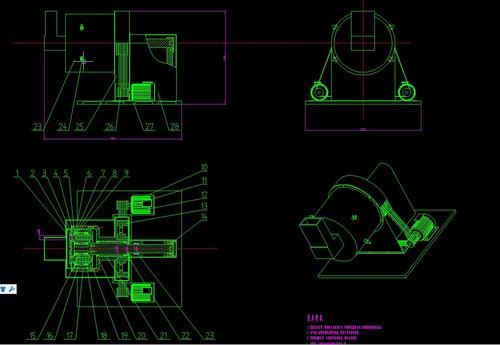 内外组合双环模制粒机设计2d图机械cad素材