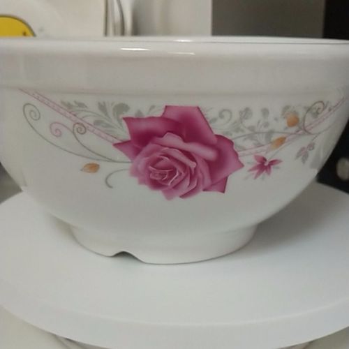 中式陶瓷碗家用防烫简约加厚大号中国风玲珑时尚红杜鹃