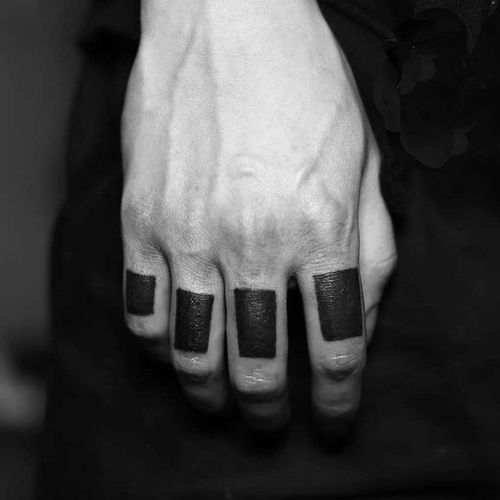 手指方块纹身贴ins持久防水个性酷暗黑系潮男女霸气社会网红纹身