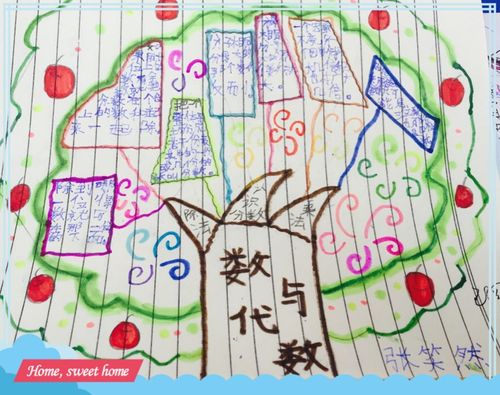 三(8)班孩子整理复习(数与代数)的思维导图
